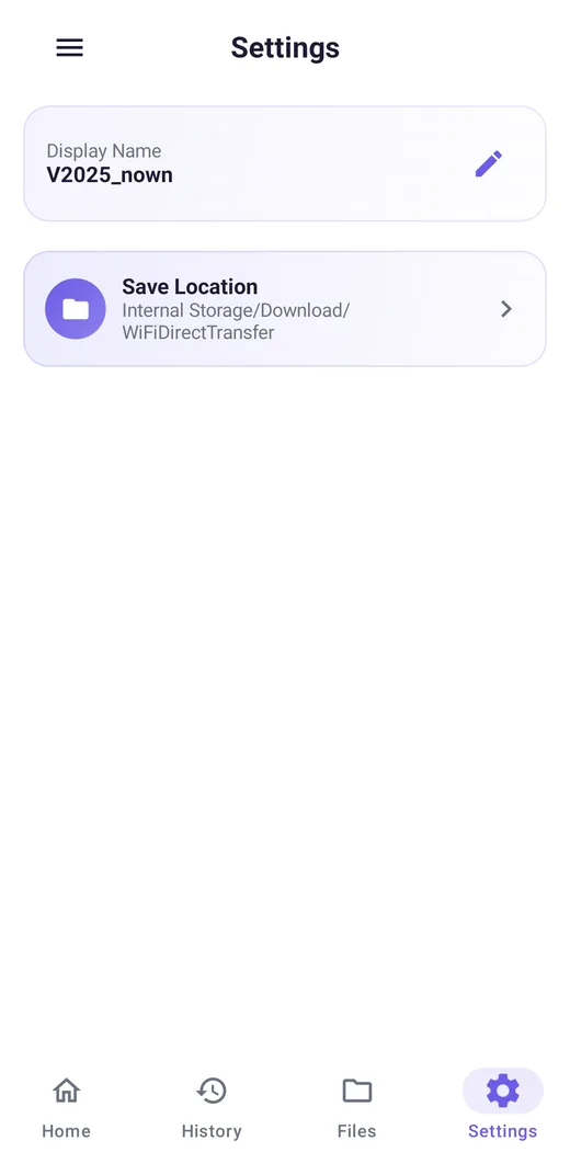 Settings screen of the Smart Data Transfer app